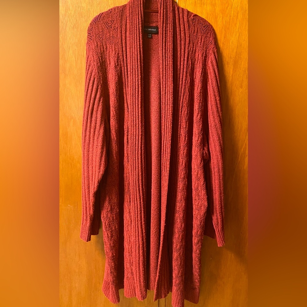 Cozy Open-Front Women’s Cardigan Sweater - Rust